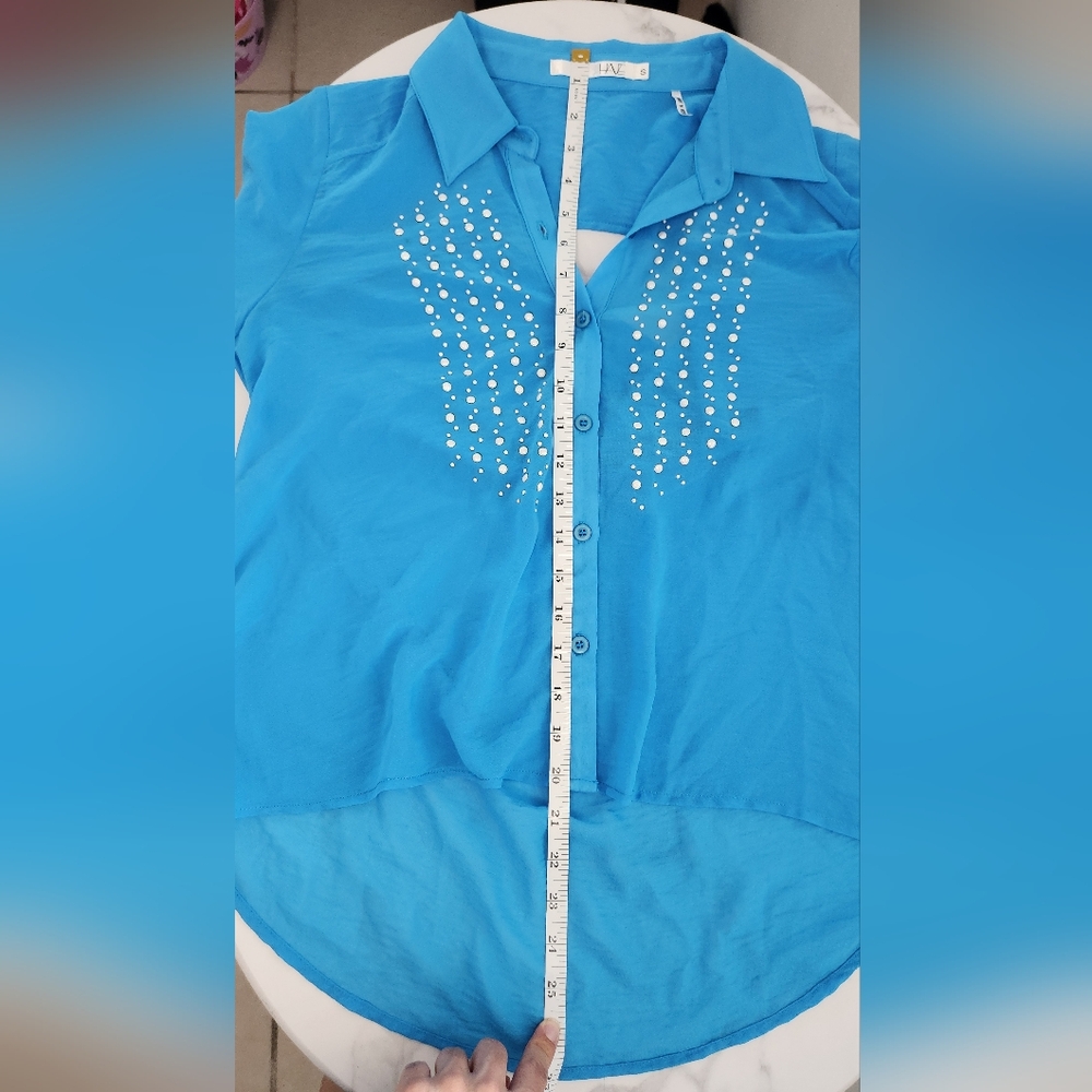 Have Blouse Womens Blue Long Sleeve Silky Soft Size Small - Picture 8 of 13